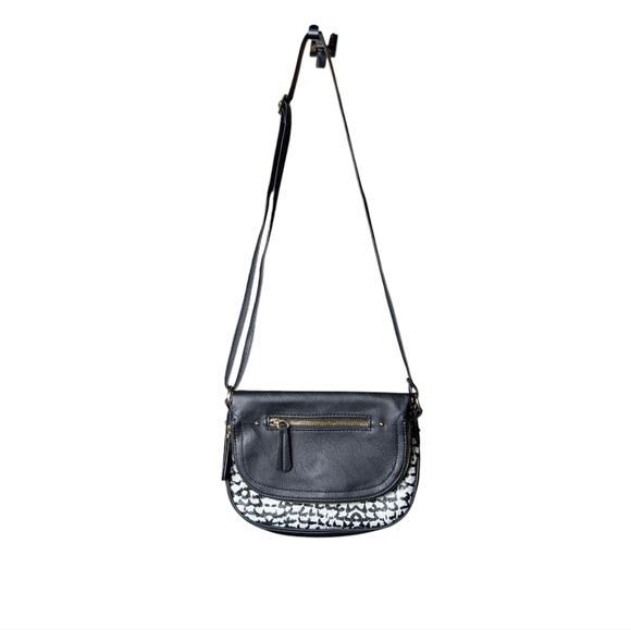 Like New Apt. 9 Black and White Crossbody Bag Hidden Front Zipper Pocket Flap - Picture 8 of 12